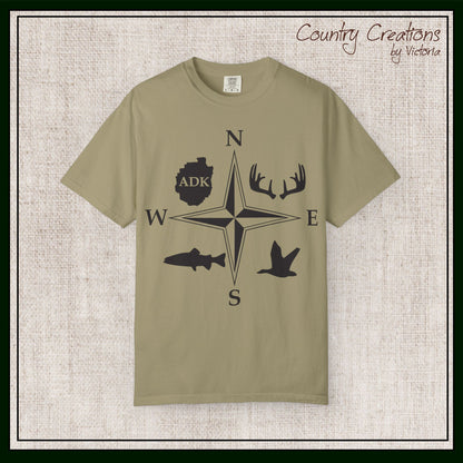 Adirondack Adventurers Compass Comfort Colors Short Sleeve Unisex T-Shirt - ADK Hunters Compass (P6027)