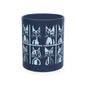 Geometric Cat Color Mug | Minimalist Cat 11oz Ceramic Coffee Mug | 8 Color Choices (4276)