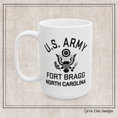 US Army Fort Bragg Eagle Emblem Ceramic Mug – Vintage WWII U.S. Army Reproduction – 11oz & 15oz (P-6040)