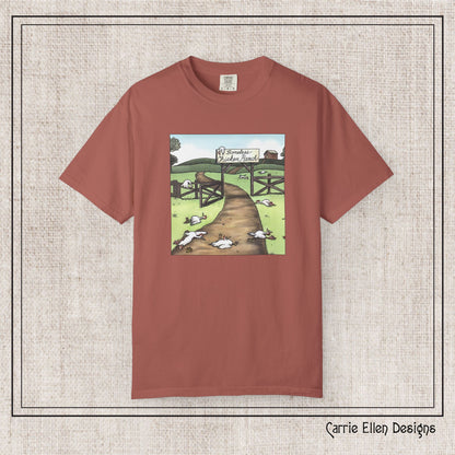 Boneless Chicken Ranch Comfort Colors T-Shirt | Farside Farm Chickens Printed Short Sleeve Tee | Multiple Color Options (P-6074)