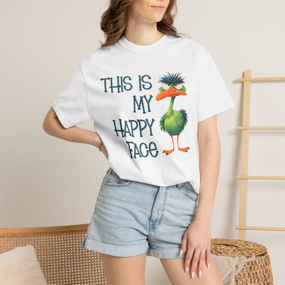 This Is My Happy Face Comfort Colors® Short Sleeve T-Shirt | Sarcastic Ostrich Unisex Shirt | Adult Humor (4251)