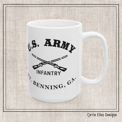 US Army Fort Benning Infantry Ceramic Mug – Vintage WWII U.S. Army Reproduction – 11oz & 15oz (P-6044)
