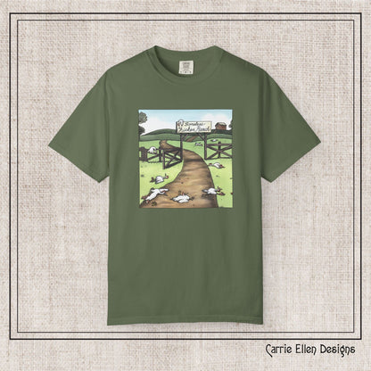 Boneless Chicken Ranch Comfort Colors T-Shirt | Farside Farm Chickens Printed Short Sleeve Tee | Multiple Color Options (P-6074)
