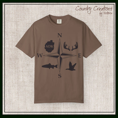 Adirondack Adventurers Compass Comfort Colors Short Sleeve Unisex T-Shirt - ADK Hunters Compass (P6027)