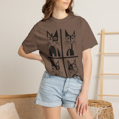 Geometric Cat Comfort Colors® T-Shirt | Minimalist Garment Dyed Cat Tee,  12 Colors (4279)