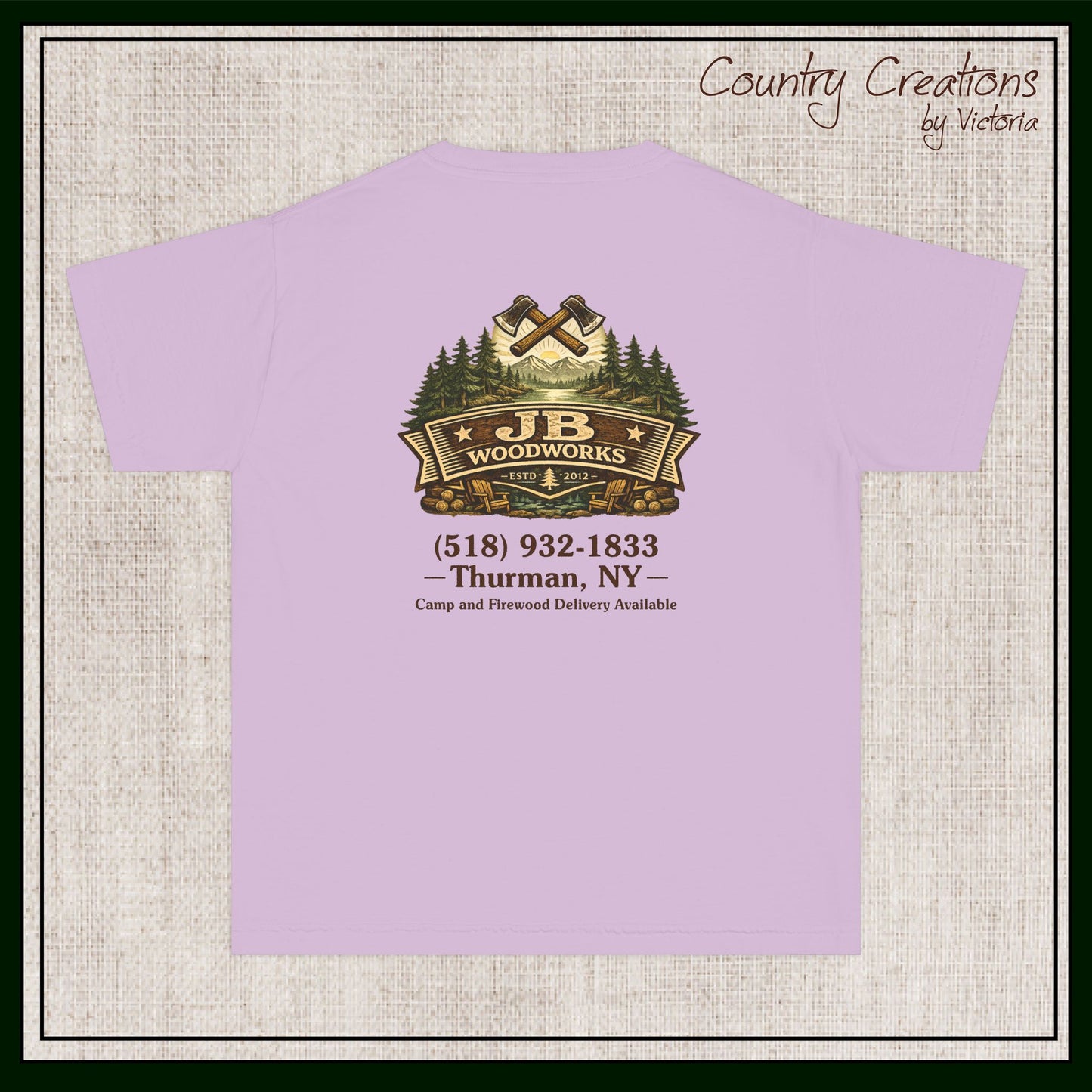 JB Woodworks Logo Pigment Dyed Youth Comfort Colors T-shirt (3878)