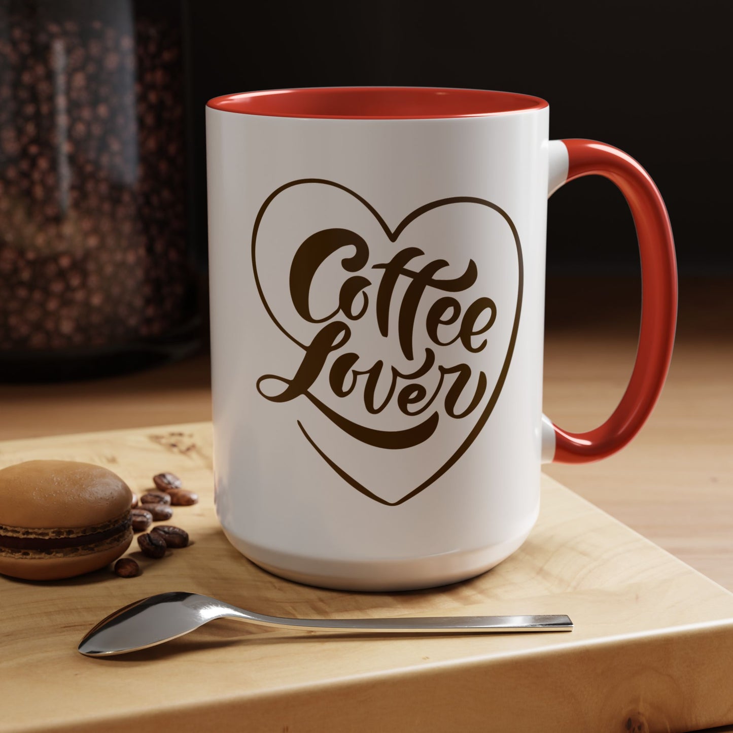 Coffee Lover Heart Design Ceramic Accent Mug | Coffee Lover Gift Idea | 11oz & 15oz (3799)