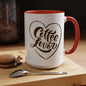Coffee Lover Heart Design Ceramic Accent Mug | Coffee Lover Gift Idea | 11oz & 15oz (3799)