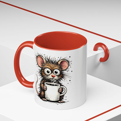 Frazzled Mouse with Mug | Accent Ceramic Coffee Mug 11oz 15oz (3867)