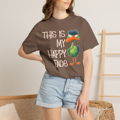 This Is My Happy Face Comfort Colors® Short Sleeve T-Shirt | Sarcastic Ostrich Unisex Shirt | Adult Humor (4251)