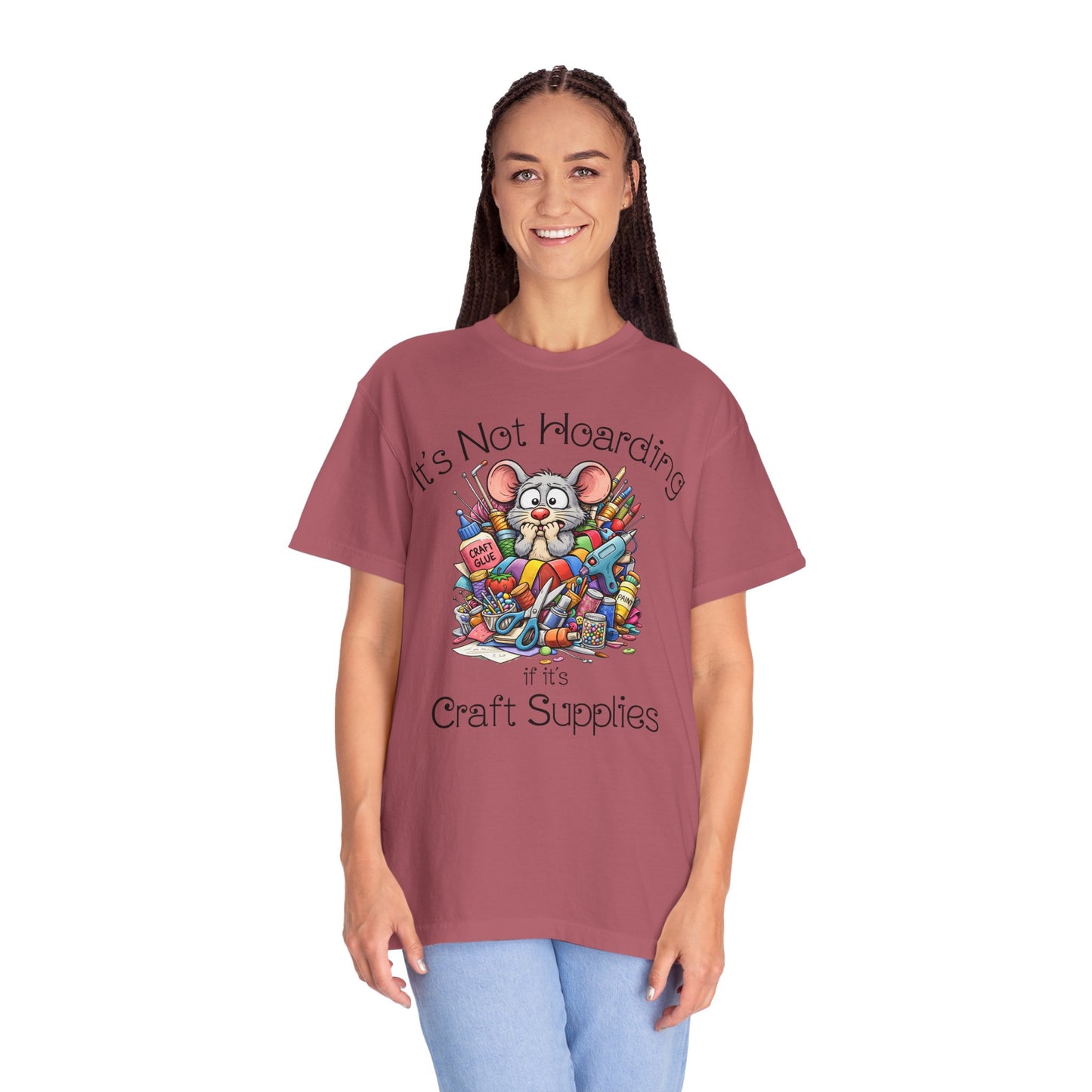 Craft Supply Hoarding Mouse Comfort Colors® T-Shirt | Funny Crafter Graphic Tee(3856)