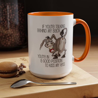 Snarky Donkey Kiss Ass Coffee Mug – Unique Ceramic Mug, 11oz & 15oz (P-6084)