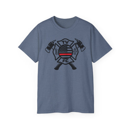 TV FC Red Thin Line Firefighter Maltese Cross Tee | 6 oz Cotton Tee Shirt (3009)