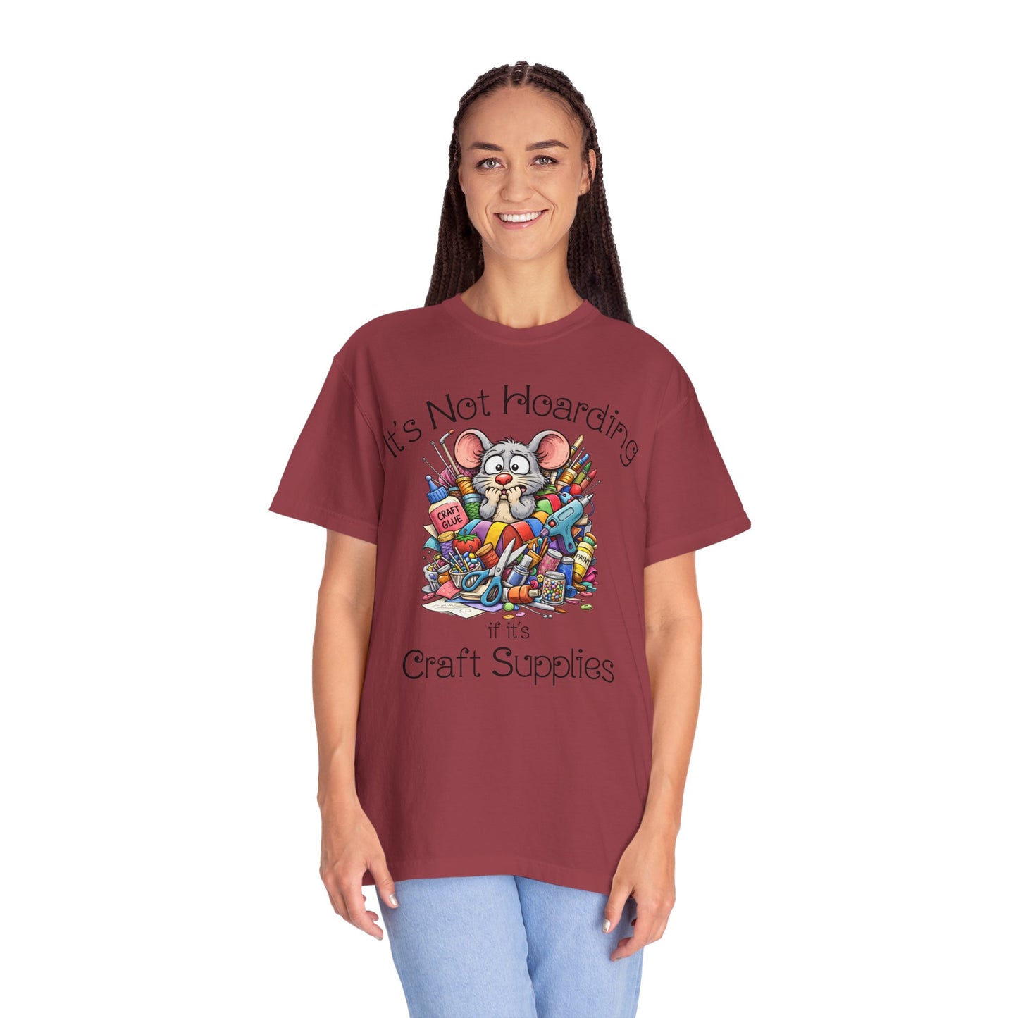 Craft Supply Hoarding Mouse Comfort Colors® T-Shirt | Funny Crafter Graphic Tee(3856)