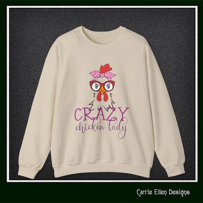 Crazy Chicken Lady Crewneck Sweatshirt – Unisex Long Sleeve Crew Neck Sweatshirt | Cozy Farmhouse Apparel (P-6079)
