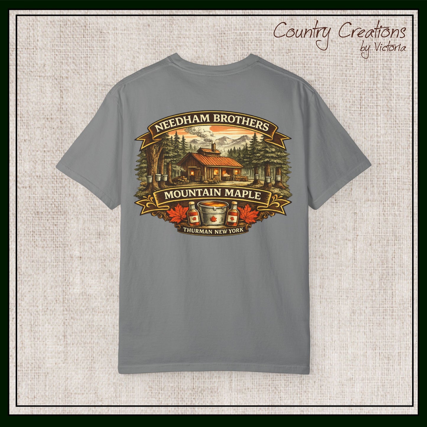 Needham Brothers Mountain Maple Short Sleeve T-Shirt, Comfort Colors Pigment Dyed Tee(3891)