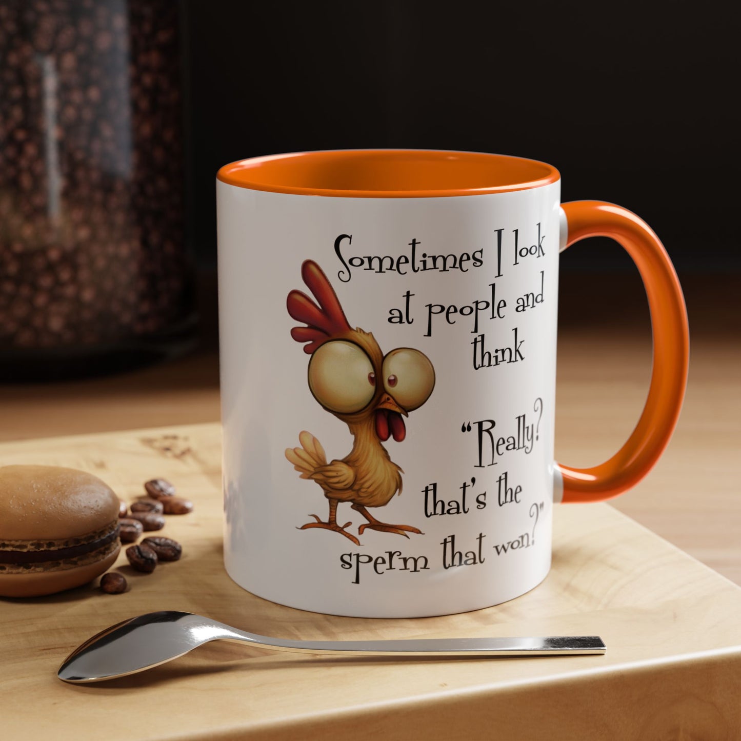 Funny Sarcastic Quote Mug | “That’s the Sperm That Won?” Colored Accent Coffee Mug 11oz & 15oz (3818)