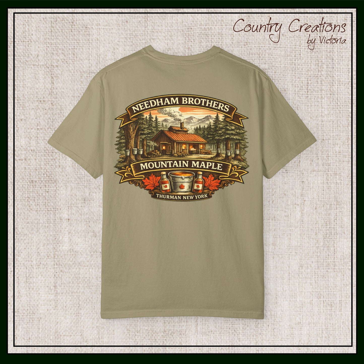 Needham Brothers Mountain Maple Short Sleeve T-Shirt, Comfort Colors Pigment Dyed Tee(3891)