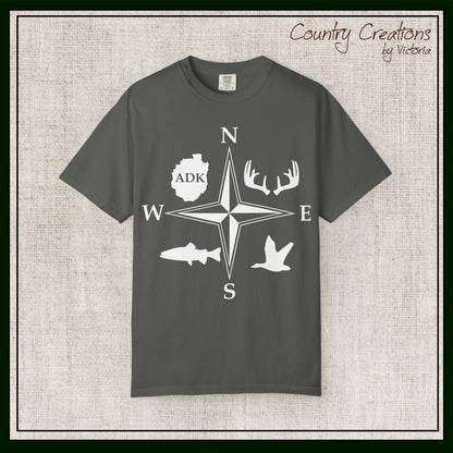 Adirondack Adventurers Compass Comfort Colors Short Sleeve Unisex T-Shirt - ADK Hunters Compass (P6027)