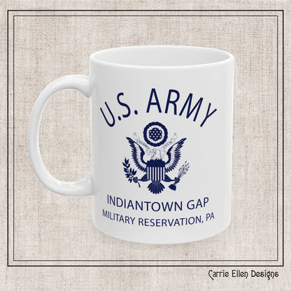 US Army Indiantown Gap Military Reservation PA Eagle Emblem Ceramic Mug – Vintage WWII U.S. Army Reproduction – 11oz & 15oz (P-6042)
