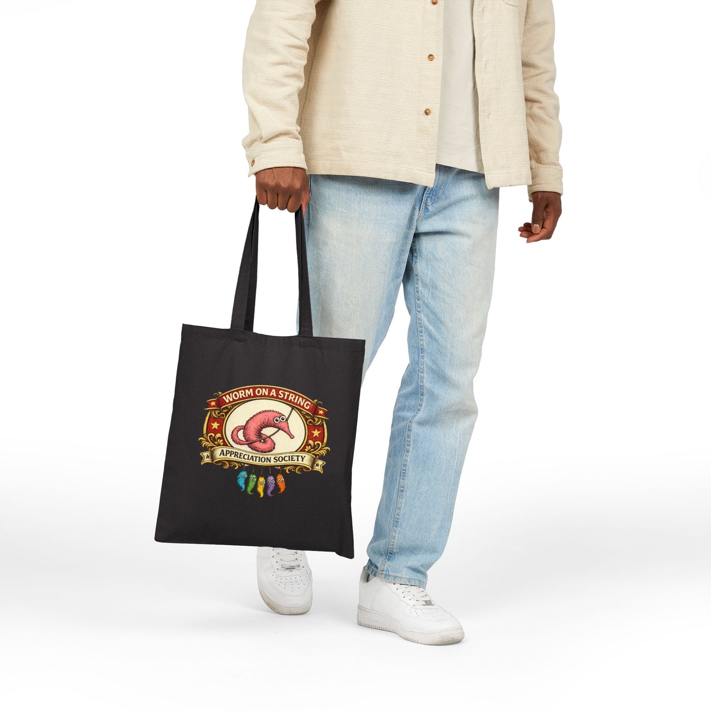 Worm on a String Appreciation Society – Canvas Reusable Tote Bag (3899)