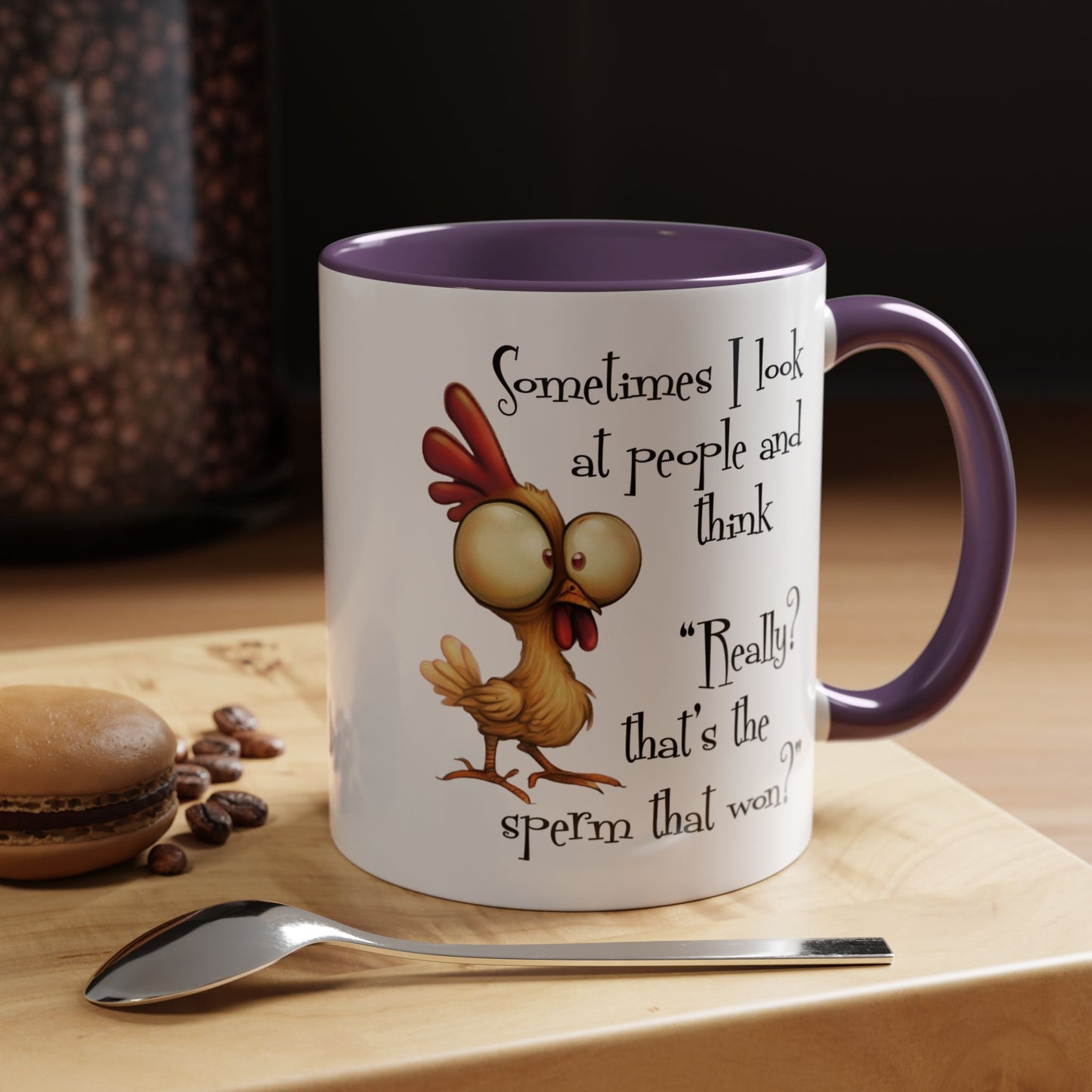 Funny Sarcastic Quote Mug | “That’s the Sperm That Won?” Colored Accent Coffee Mug 11oz & 15oz (3818)