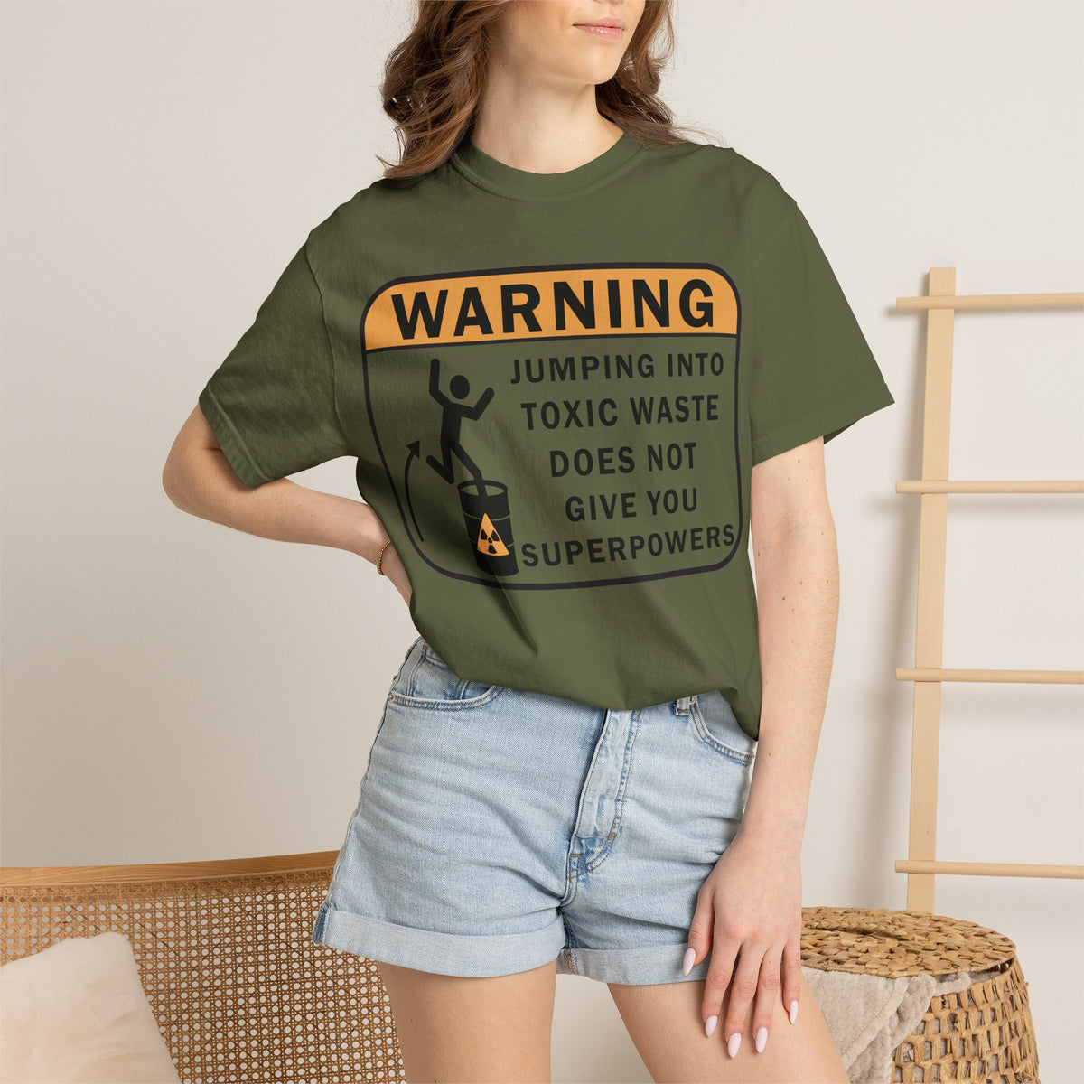 Funny Warning Jumping Into Toxic Waste Comfort Colors T-Shirt - Sarcastic Graphic Tee (4390)