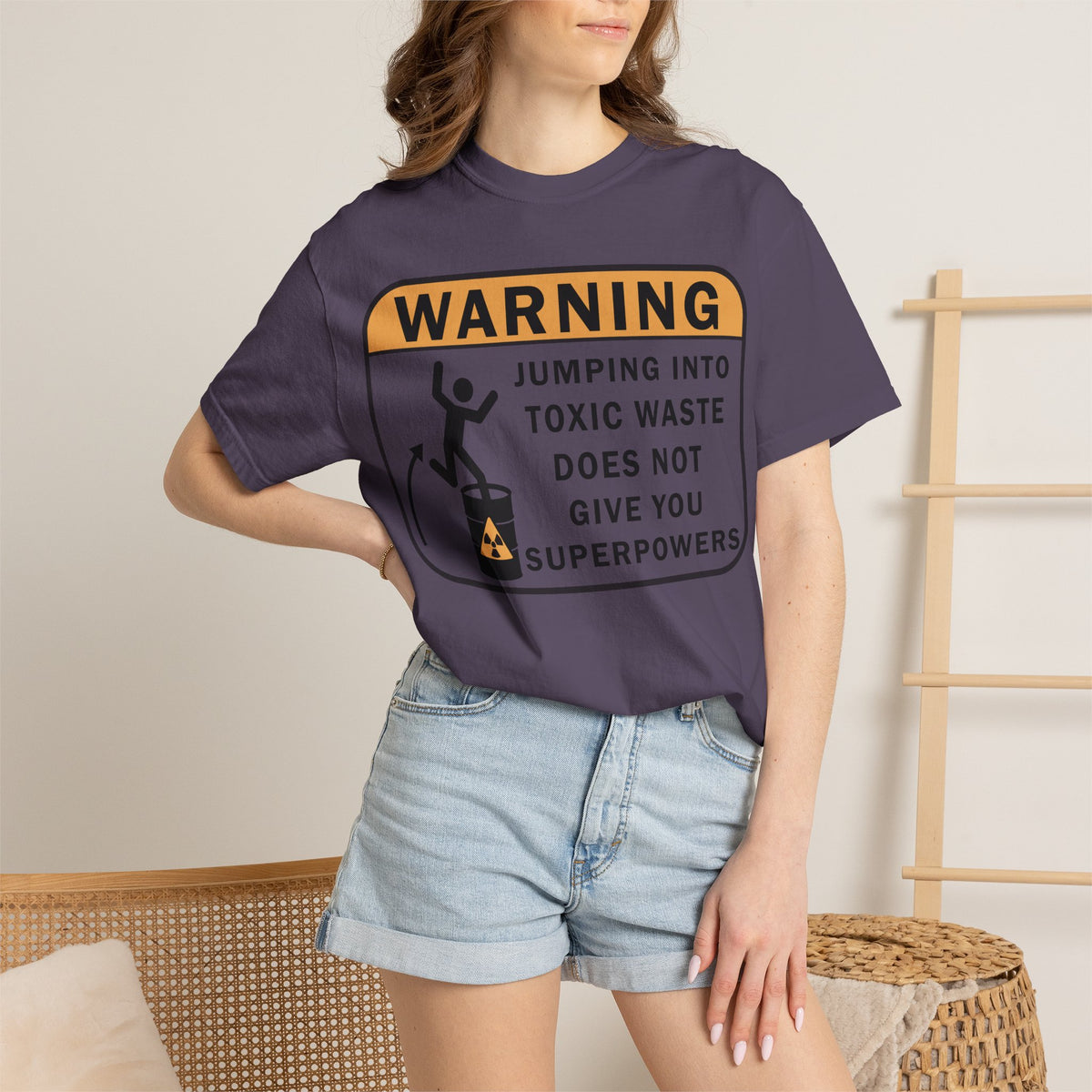 Funny Warning Jumping Into Toxic Waste Comfort Colors T-Shirt - Sarcastic Graphic Tee (4390)