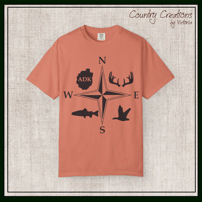Adirondack Adventurers Compass Comfort Colors Short Sleeve Unisex T-Shirt - ADK Hunters Compass (P6027)