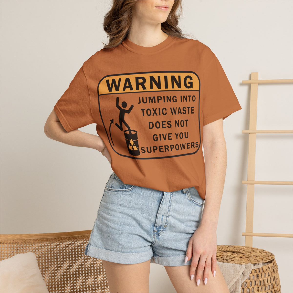 Funny Warning Jumping Into Toxic Waste Comfort Colors T-Shirt - Sarcastic Graphic Tee (4390)