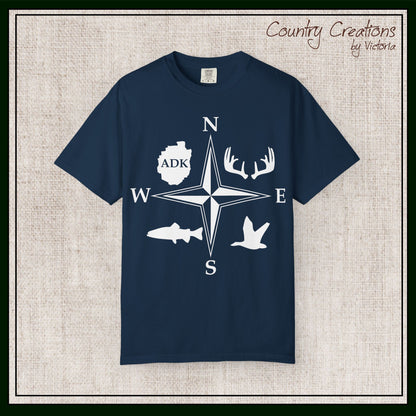 Adirondack Adventurers Compass Comfort Colors Short Sleeve Unisex T-Shirt - ADK Hunters Compass (P6027)