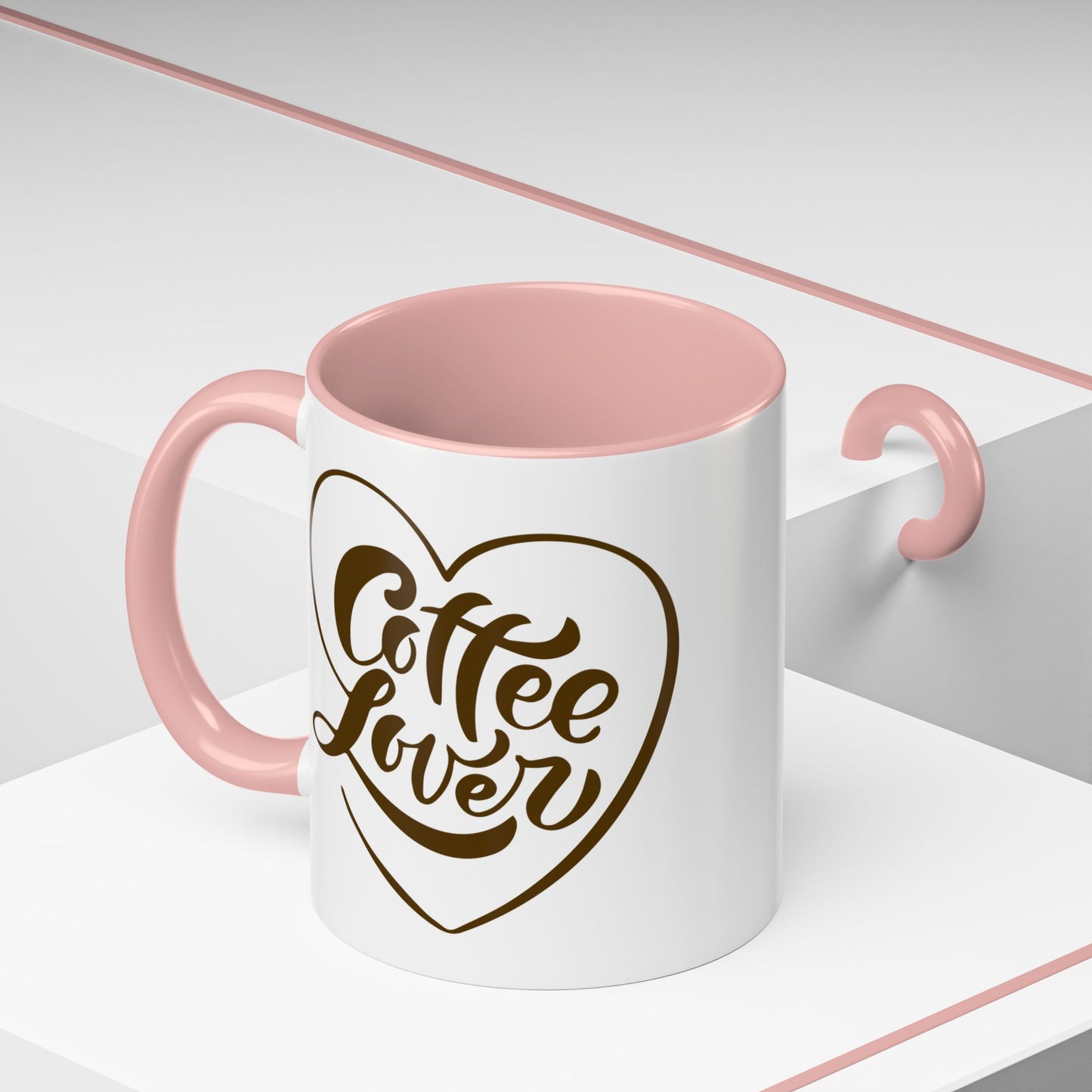 Coffee Lover Heart Design Ceramic Accent Mug | Coffee Lover Gift Idea | 11oz & 15oz (3799)