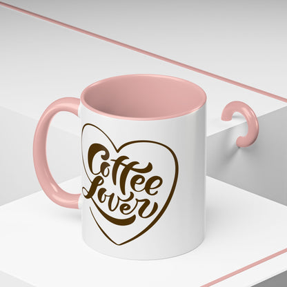 Coffee Lover Heart Design Ceramic Accent Mug | Coffee Lover Gift Idea | 11oz & 15oz (3799)
