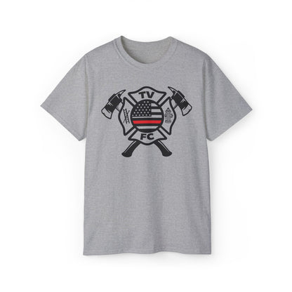 TV FC Red Thin Line Firefighter Maltese Cross Tee | 6 oz Cotton Tee Shirt (3009)