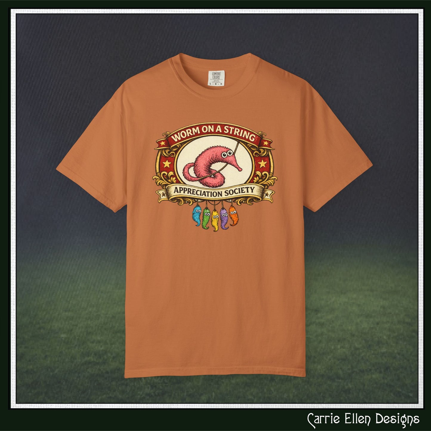 Worm on a String Appreciation Society T-Shirt | Comfort Colors® Short Sleeve Tee (3897)