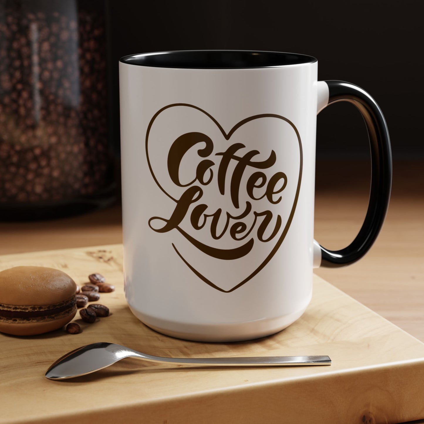 Coffee Lover Heart Design Ceramic Accent Mug | Coffee Lover Gift Idea | 11oz & 15oz (3799)