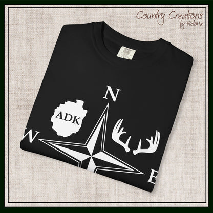Adirondack Adventurers Compass Comfort Colors Short Sleeve Unisex T-Shirt - ADK Hunters Compass (P6027)