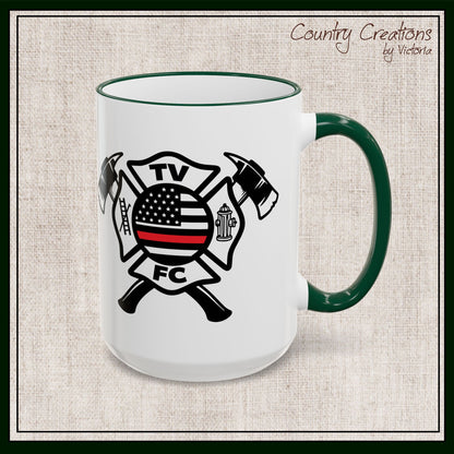 TV FC Thin Red Line Flag Firefighter Maltese Cross Ceramic Mug | Accent Rim & Handle 11,15 oz (3007)
