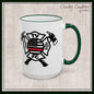 TV FC Thin Red Line Flag Firefighter Maltese Cross Ceramic Mug | Accent Rim & Handle 11,15 oz (3007)