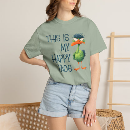 This Is My Happy Face Comfort Colors® Short Sleeve T-Shirt | Sarcastic Ostrich Unisex Shirt | Adult Humor (4251)