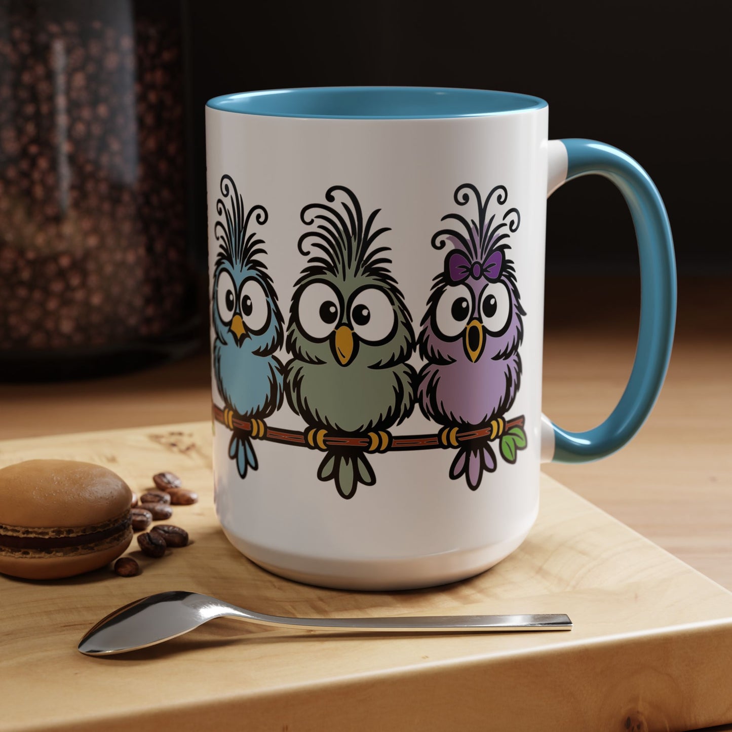 Colorful Cartoon Birds Coffee Mug — Chicks on a Stick 11/15oz Accent Mug (4278)