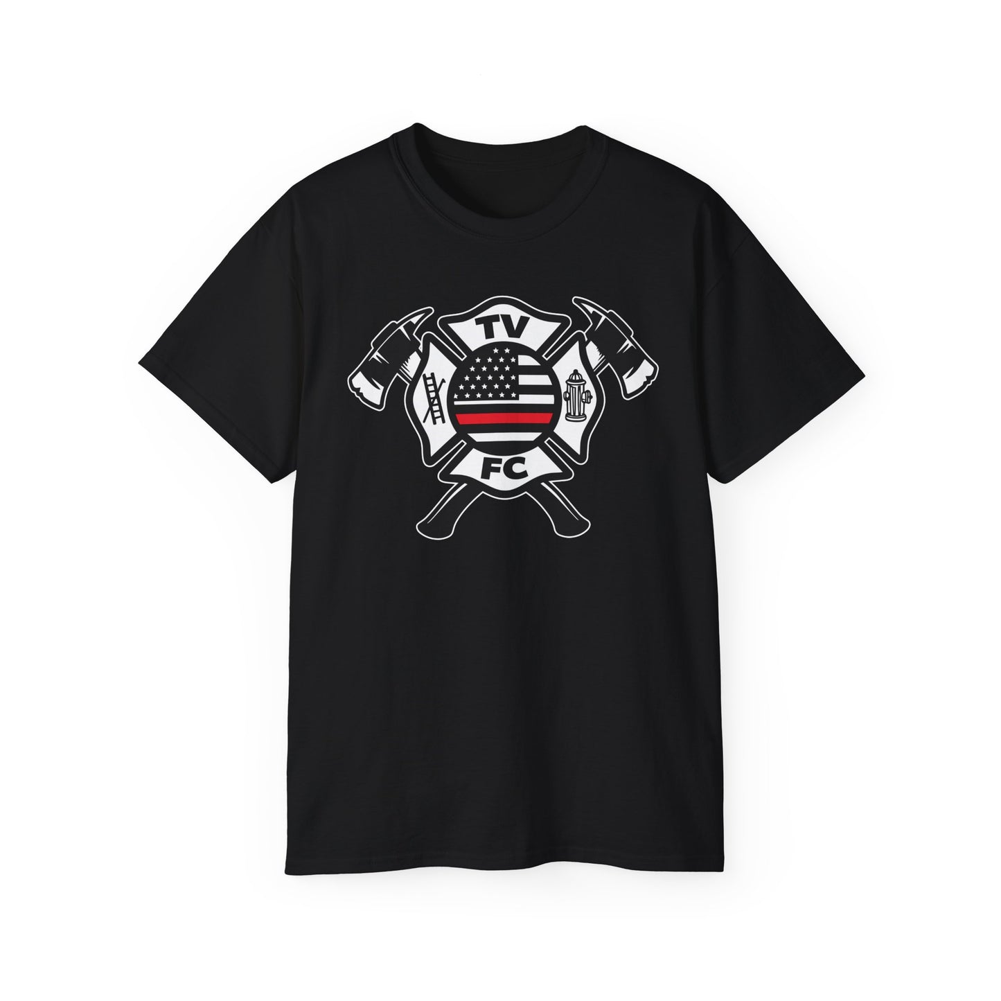 TV FC Red Thin Line Firefighter Maltese Cross Tee | 6 oz Cotton Tee Shirt (3009)