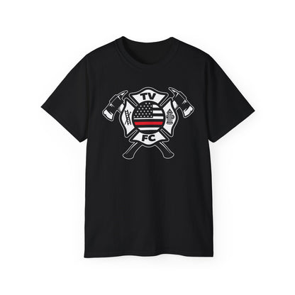 TV FC Red Thin Line Firefighter Maltese Cross Tee | 6 oz Cotton Tee Shirt (3009)