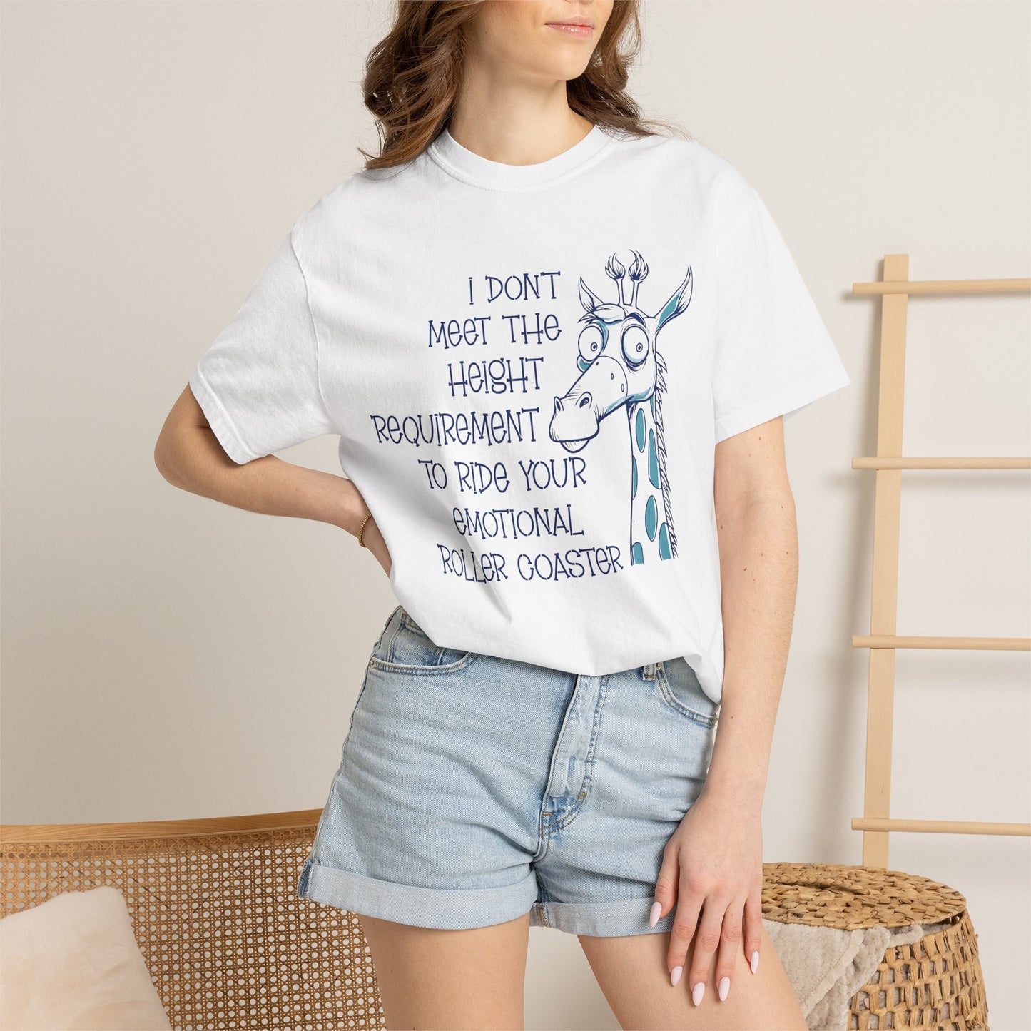 I Don't Meet the Height Requirement to Ride Your Emotional Roller Coaster Comfort Colors® Short Sleeve T-Shirt | Funny Giraffe Graphic Tee (4236)