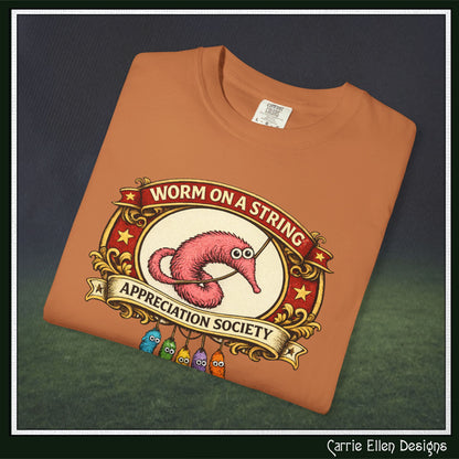 Worm on a String Appreciation Society T-Shirt | Comfort Colors® Short Sleeve Tee (3897)