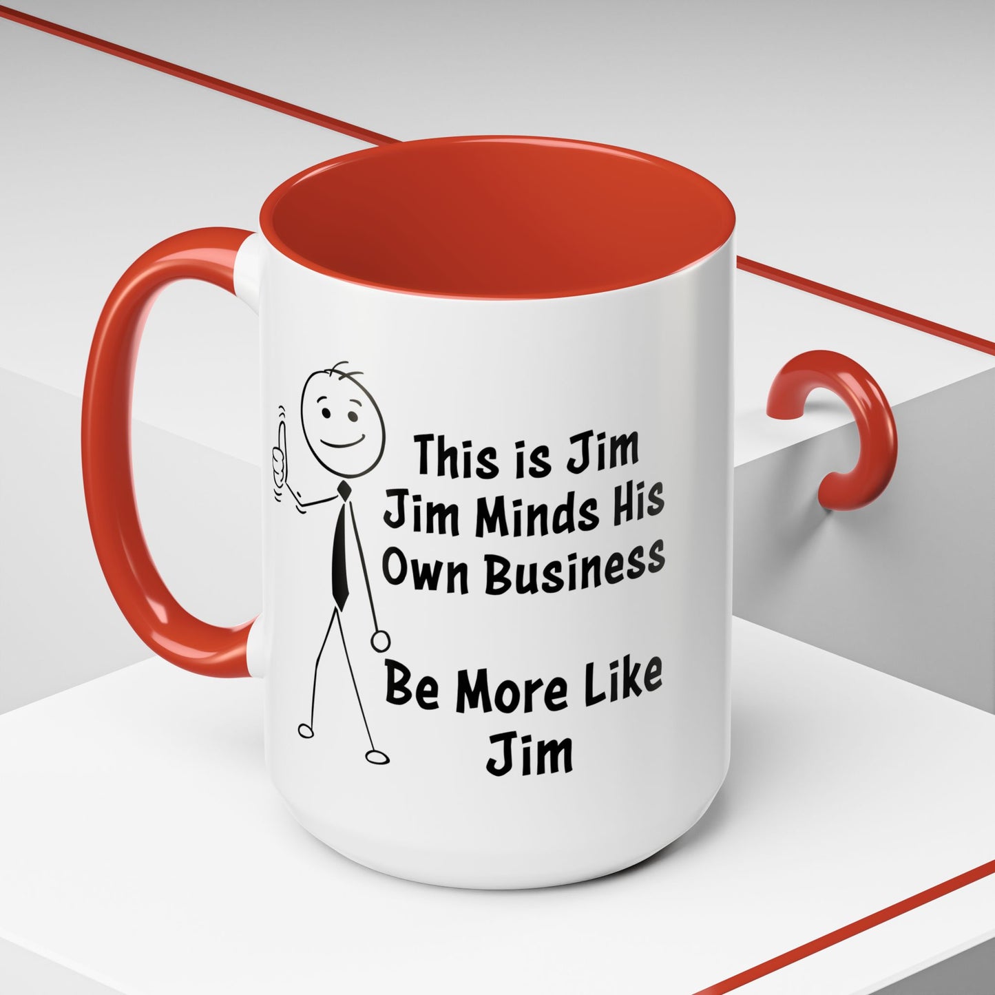 Funny Stick Figure "This is Jim" Accent Color Ceramic Mug | Snarky Humor Coffee Mug, Perfect for Home or Office Decor (P-6050)