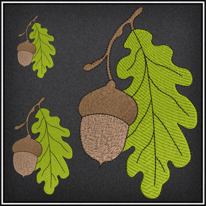 Acorn with Oak Leaf Machine Embroidery Design | Nature Home and Garden Embroidery | Tree and Forest Theme | 8 Sizes (0790)