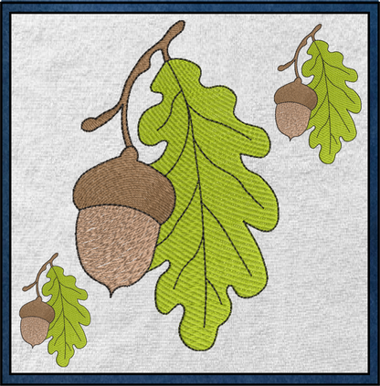 Acorn with Oak Leaf Machine Embroidery Design | Nature Home and Garden Embroidery | Tree and Forest Theme | 8 Sizes (0790)