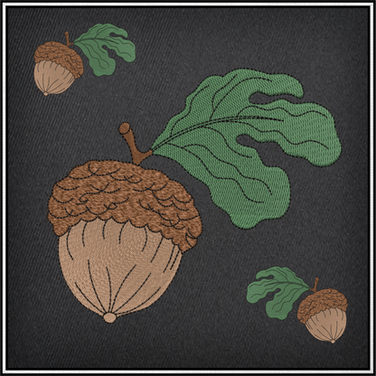 Acorn with Oak Leaf Machine Embroidery Design | Nature Home and Garden Embroidery | Tree and Forest Theme | 8 Sizes (0793)