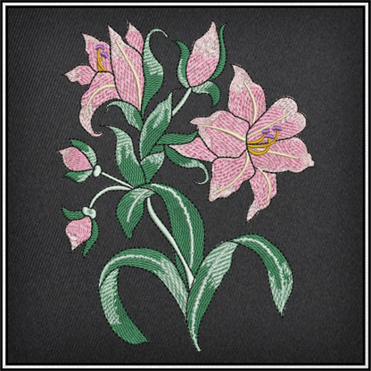 Amaryllis Flower Machine Embroidery Design – Floral Garden, Colorful Bloom, 8 Sizes (0315)